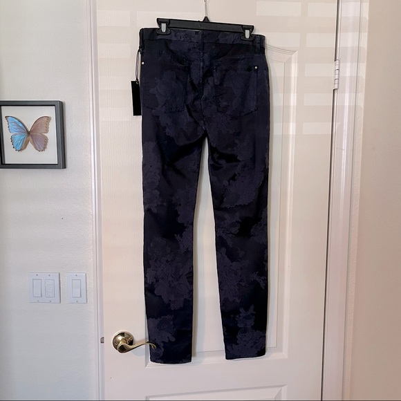 NWT JEN7 by 7 for All Mankind Dark Navy Floral Brocade Skinny Jeans - Picture 7 of 13